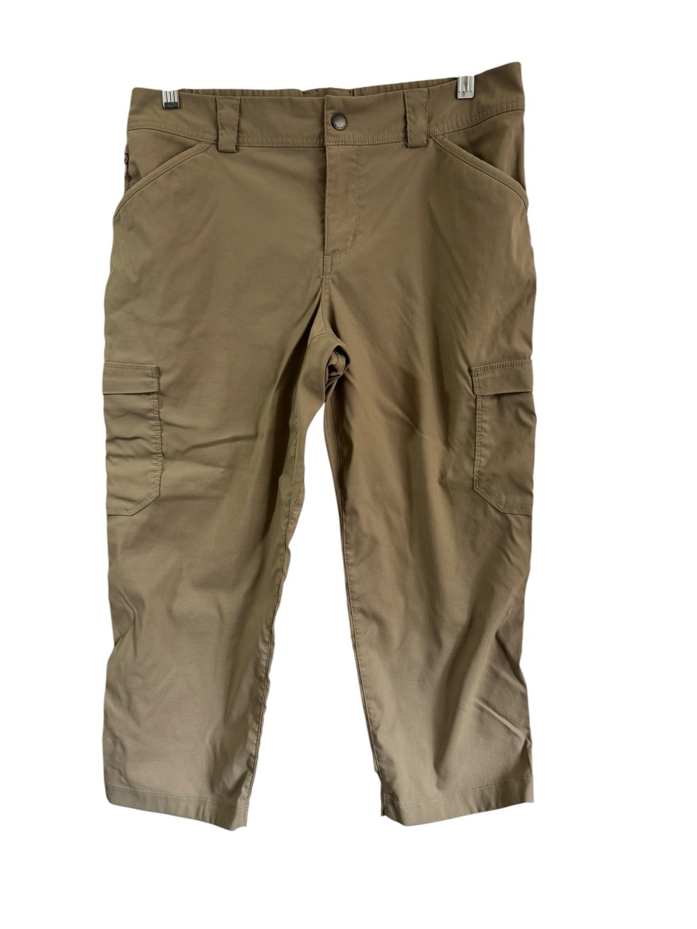Duluth Trading Women's Dry on the Fly Crop Pants Khaki Beige Hiking Outdoor 12